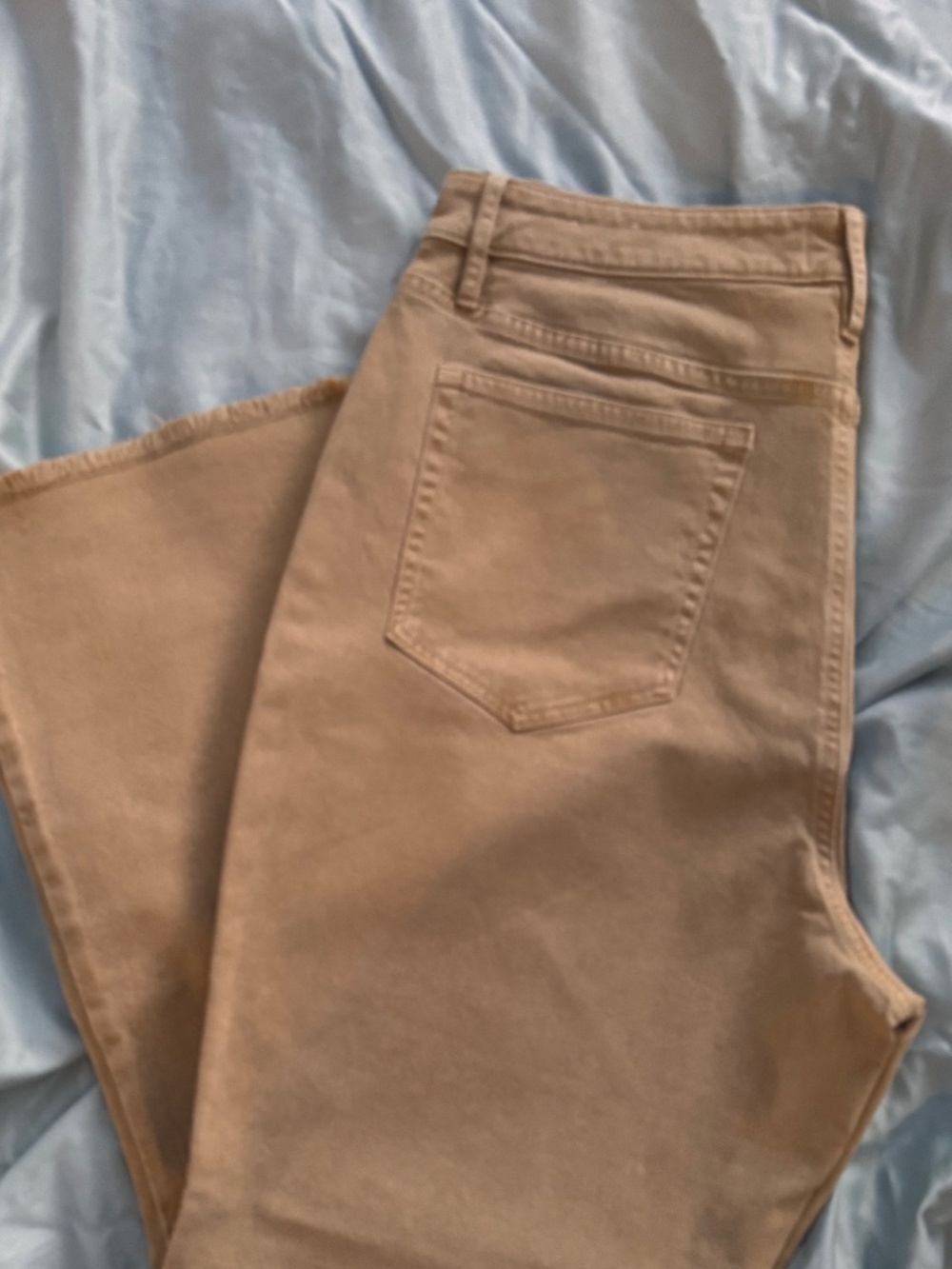 LOFT tan straight leg chino / twill jeans – Raw Hem Cropped Denim – Size 14 / 32